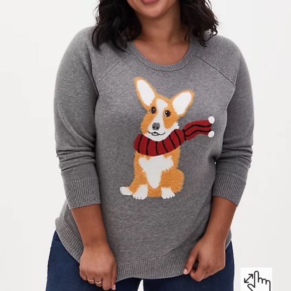 Torrid Grey Corgi Pullover Graphic 